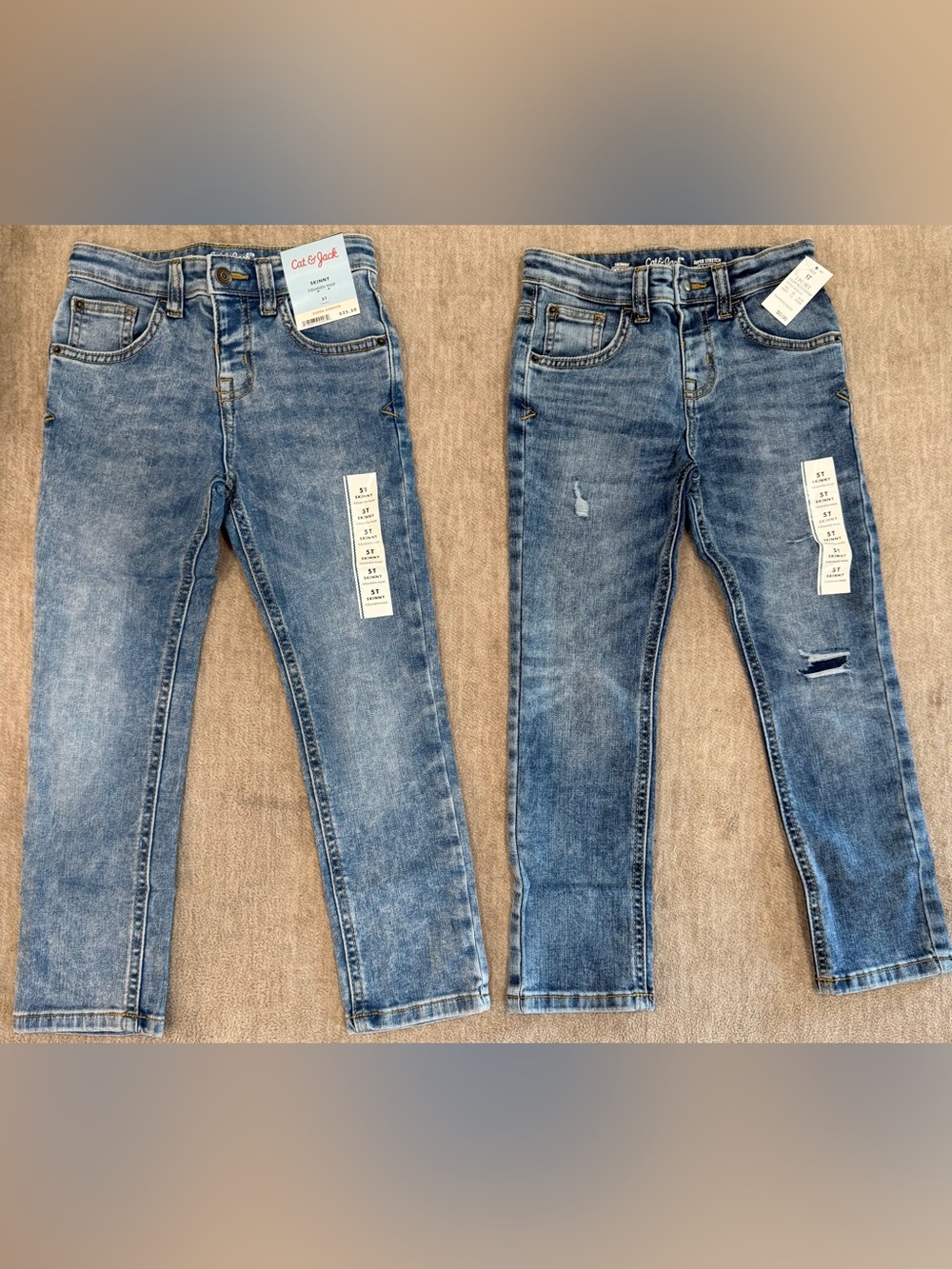 NWT Cat & Jack Boys' Skinny Jeans - Faded Denim Wash - 2 pair set